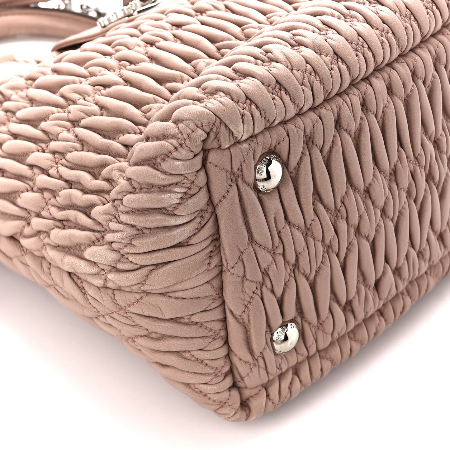 Nappa Matelasse Crystal Top Handle Tote Cammeo