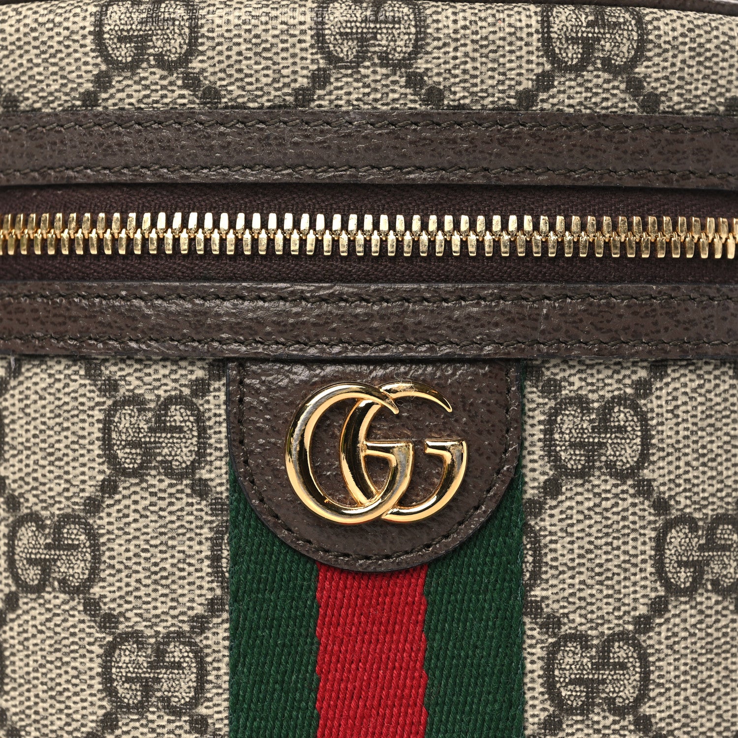 Gucci GG Supreme Monogram Textured Calfskin Web Ophidia Vanity Cosmetic Case Beige Ebony New Acero 9 of 15