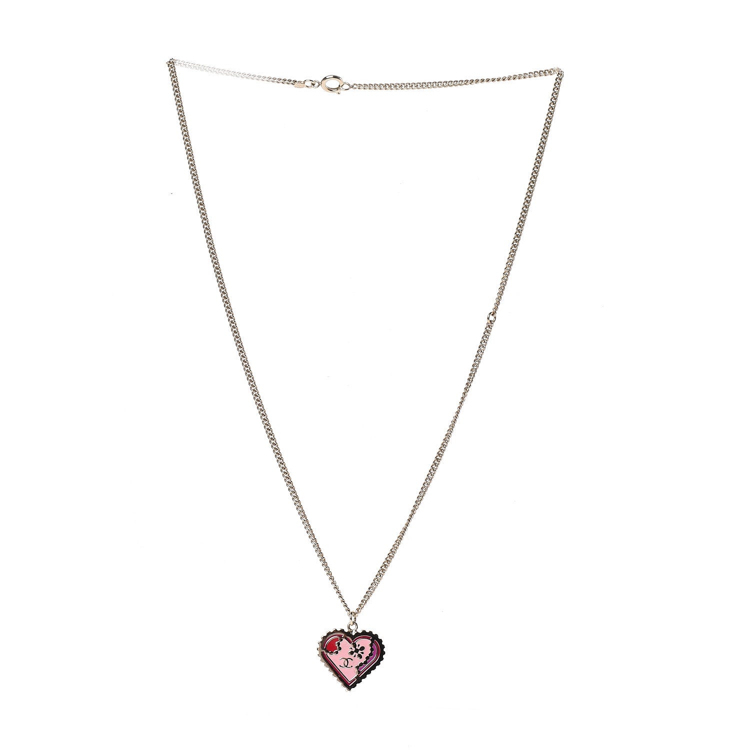 Chanel Enamel Heart CC Necklace Gold 3 of 6