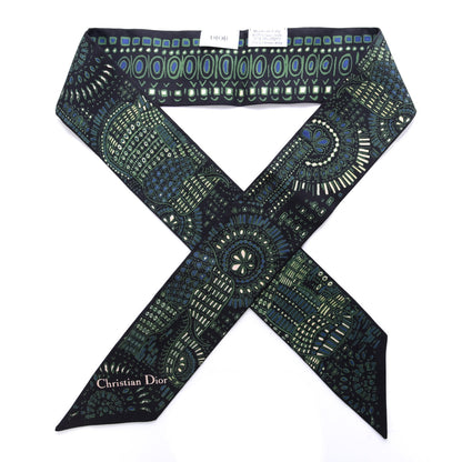 Christian Dior Silk Animals Mitzah Scarf Green 1 of 4