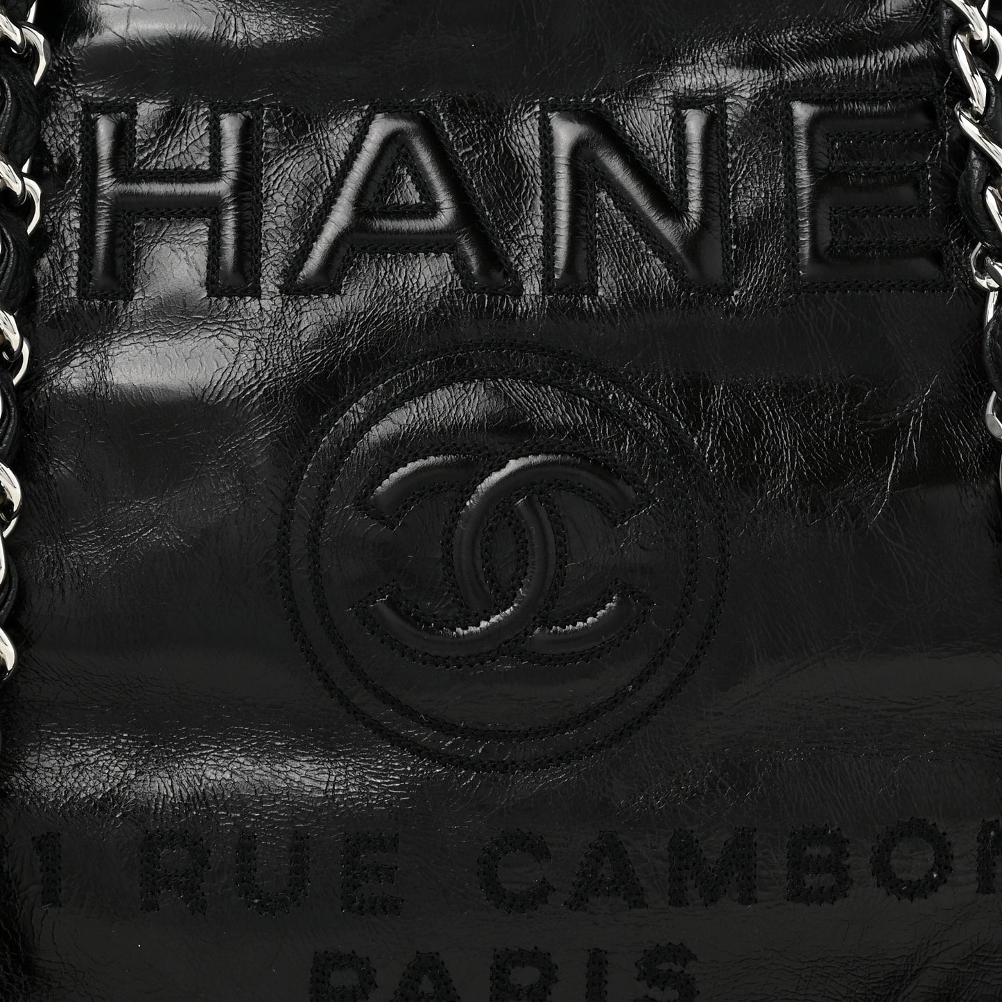 Glazed Calfskin Medium Deauville Tote Black