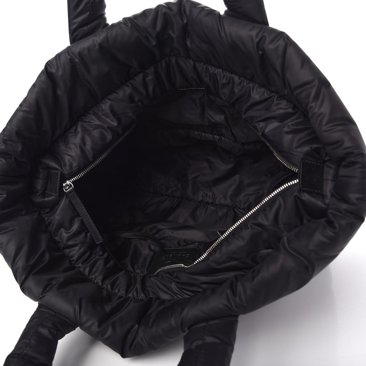 Nylon Quilted Large Coco Cocoon Reversible Tote Black Grey