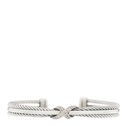 David Yurman Sterling Silver Diamond 7mm Crossover X Bracelet 1 of 3