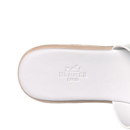Hermes Calfskin Cork Eze 30 Sandals 38 White 7 of 9