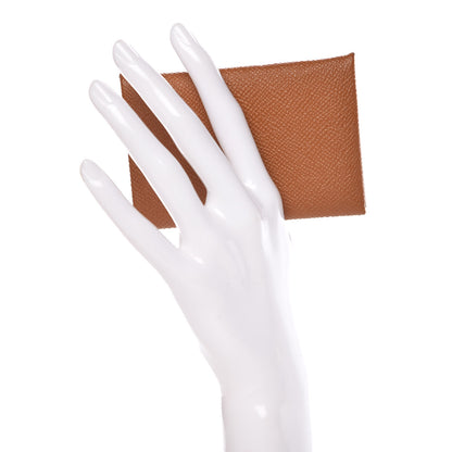 Hermes Epsom Calvi Card Case Gold 2 of 9