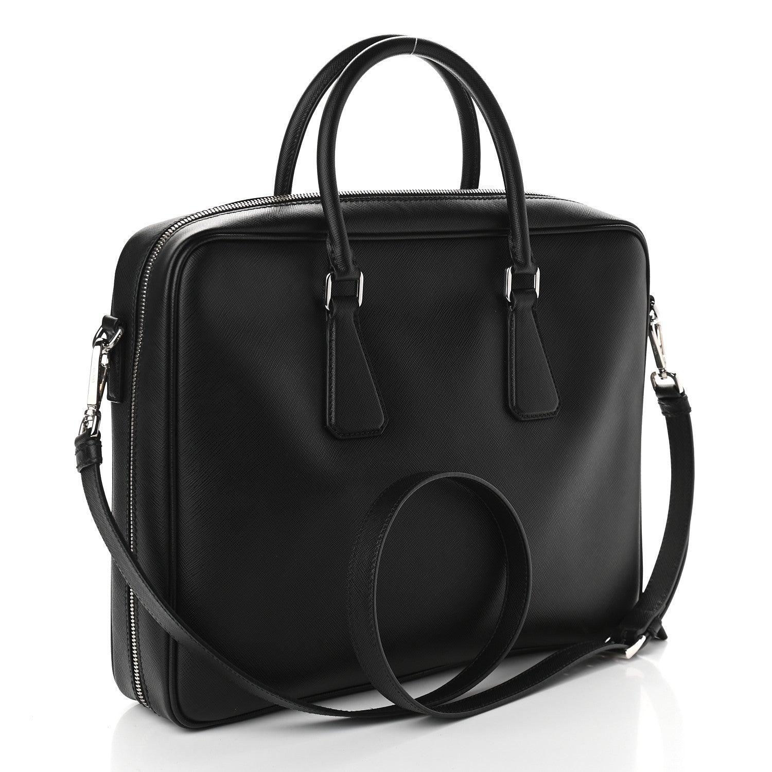 Prada Saffiano Travel Briefcase Black 2 of 8