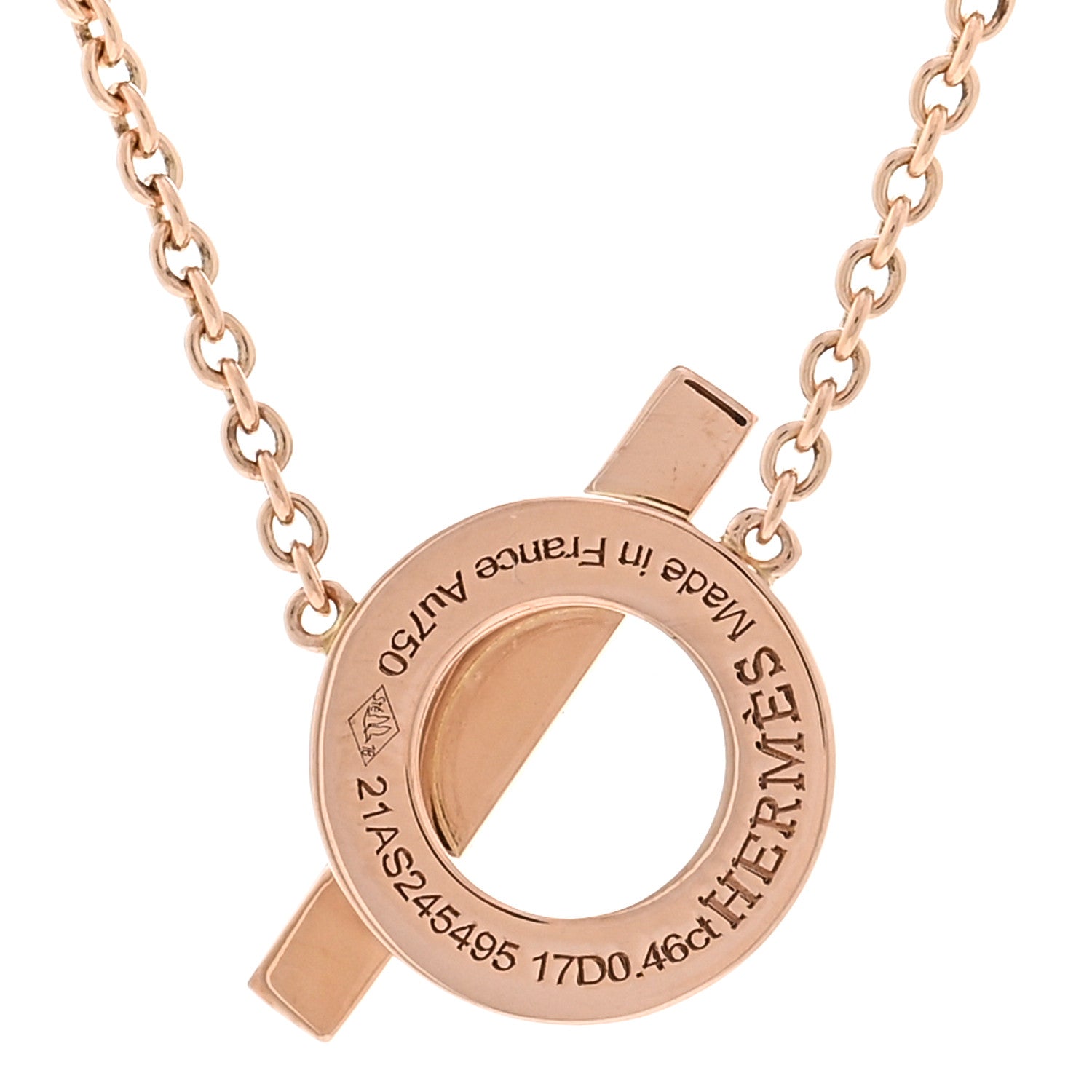 Hermes 18K Rose Gold Diamond Finesse Pendant Necklace 5 of 6