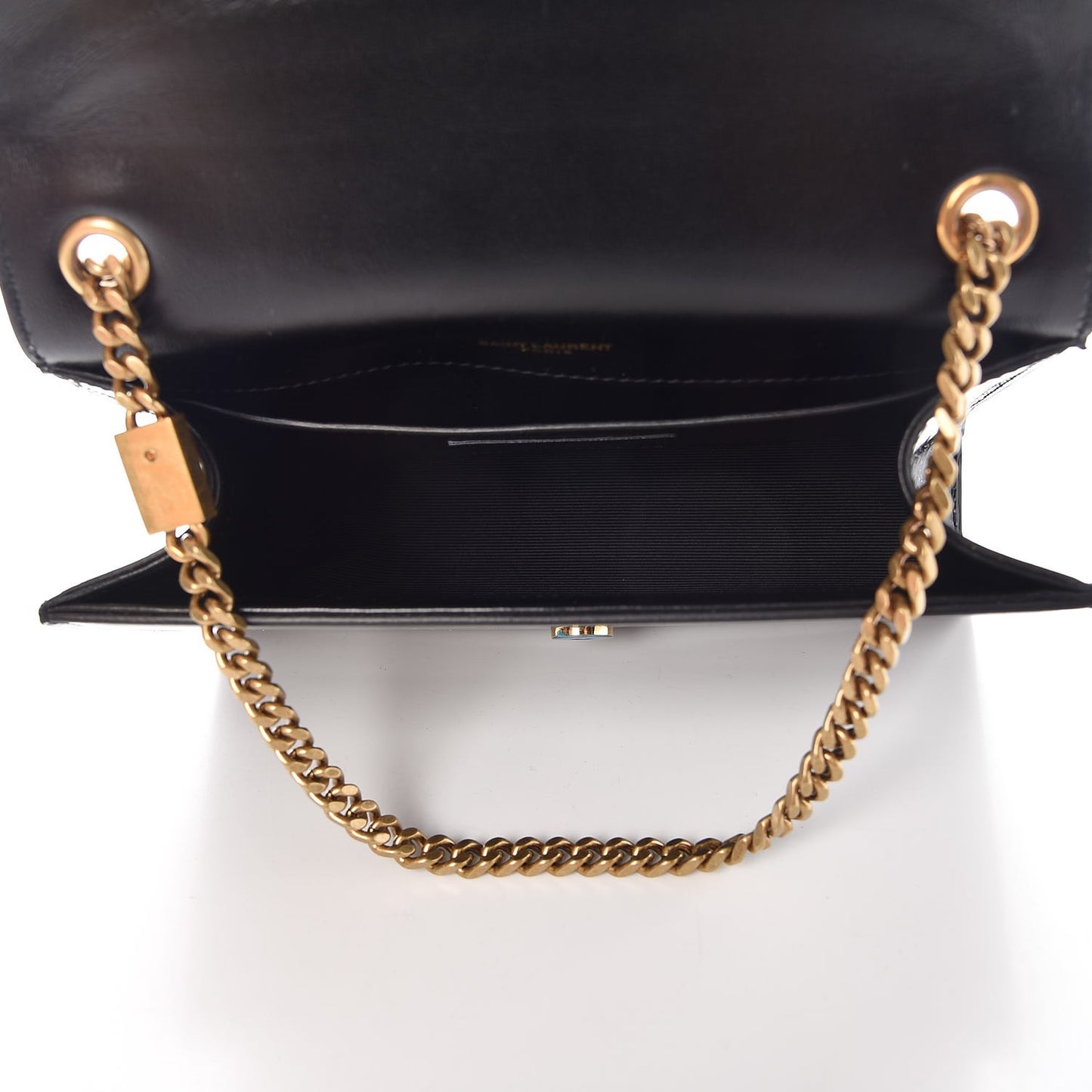 Patent Small Monogram Kate Satchel Black