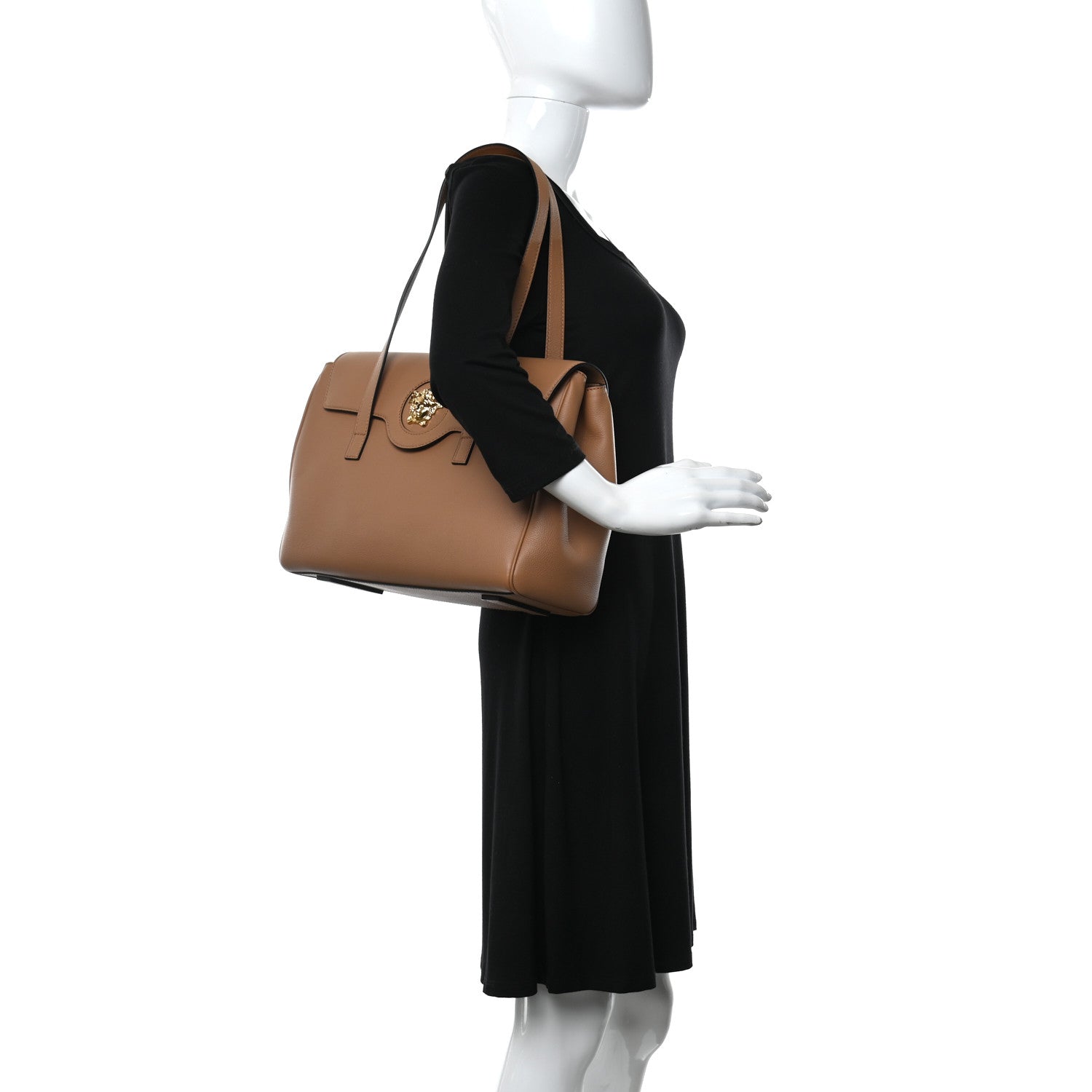 Versace Grained Calfskin La Medusa Tote Brown 3 of 9