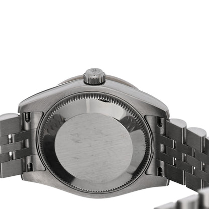 Rolex Stainless Steel 18K White Gold Diamond Bezel 31mm Oyster Perpetual Datejust Watch Silver Roman 178384 4 of 5