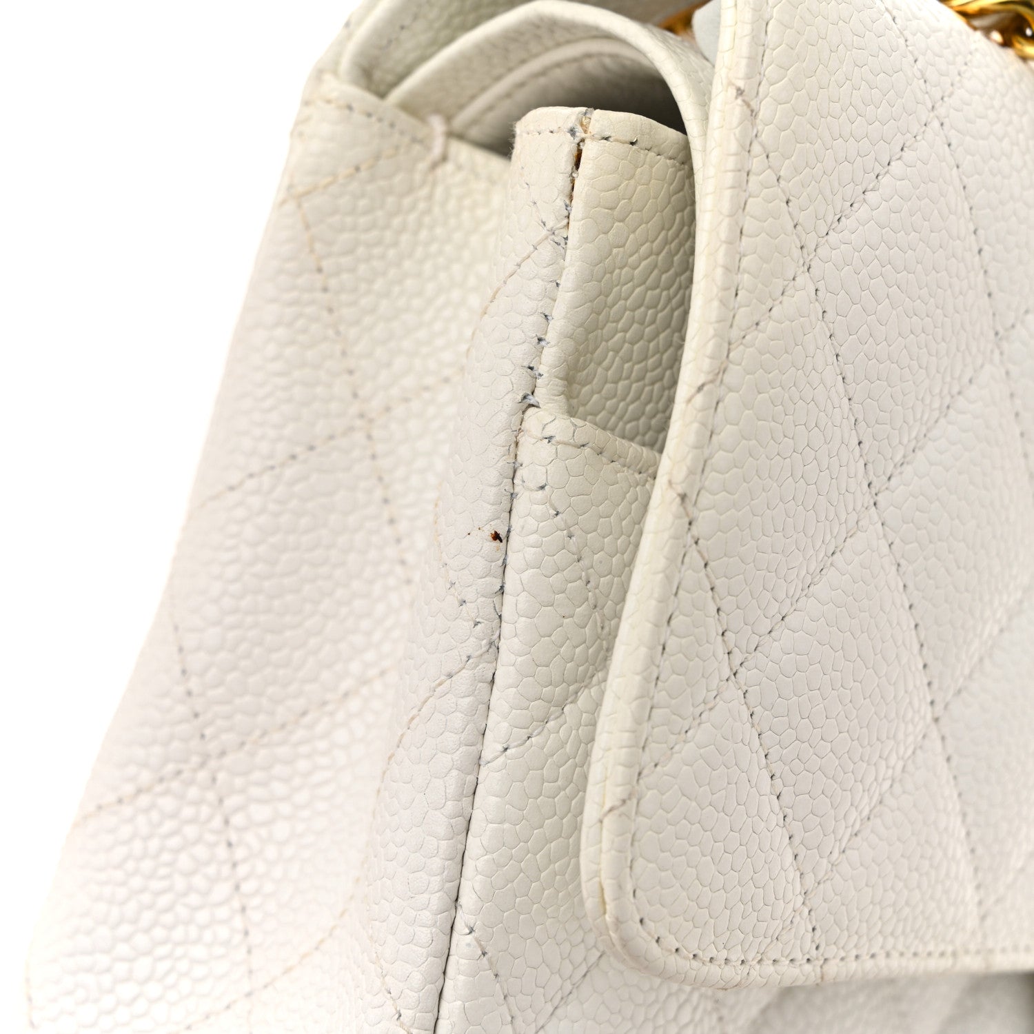 Chanel Caviar Quilted Medium Double Flap White 12 of 13