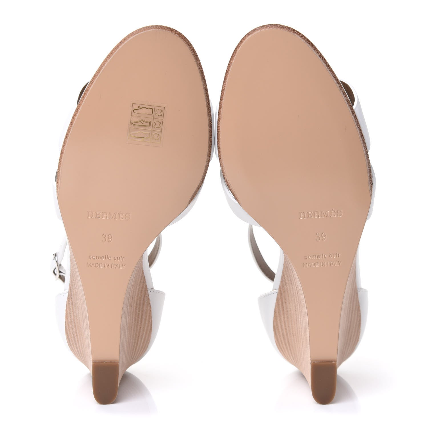Hermes Calfskin Legend Wedge Sandals 39 White 843749 – FASHIONPHILE