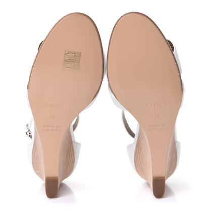 Hermes Calfskin Legend Wedge Sandals 39 White 4 of 4