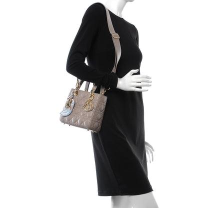 Christian Dior Lambskin Cannage Small Jeweled Swan Lady Dior Taupe 2 of 9