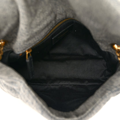 Saint Laurent Denim Quilted Small Loulou Puffer Monogram Chain Satchel Azur 5 of 10