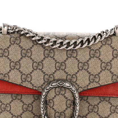 Gucci GG Supreme Monogram Suede Mini Dionysus Shoulder Bag Beige Ebony Vulcanic Red 8 of 14
