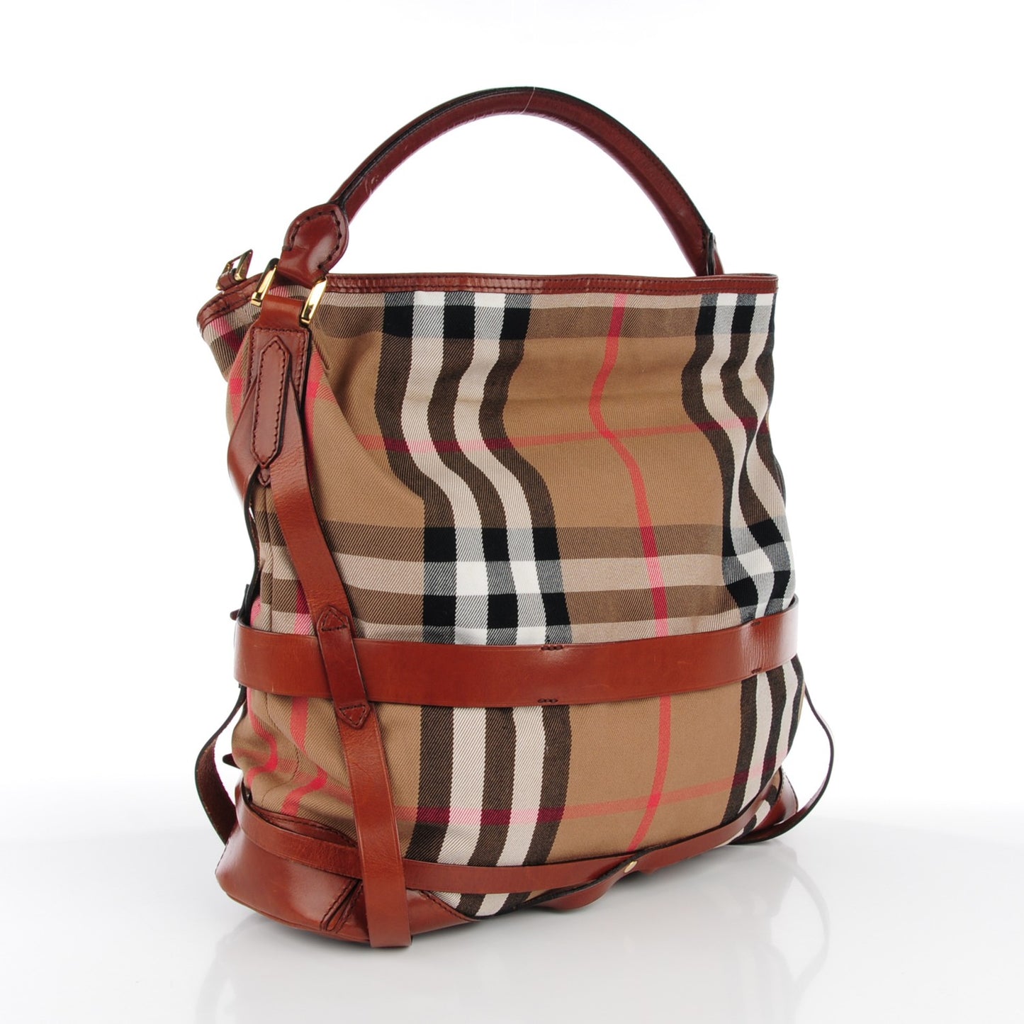House Check Bridle Calfskin Medium Gosford Hobo Dark Tan