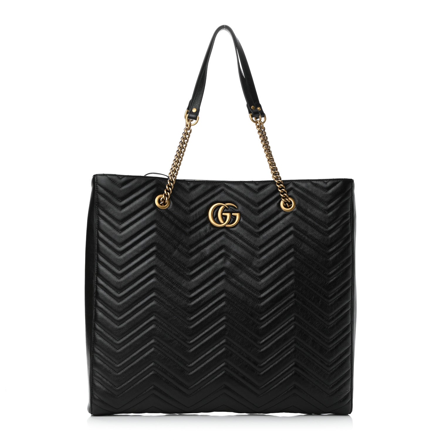 Gucci Azalea Calfskin Matelasse Large GG Marmont Slim Tote Black 1 of 10