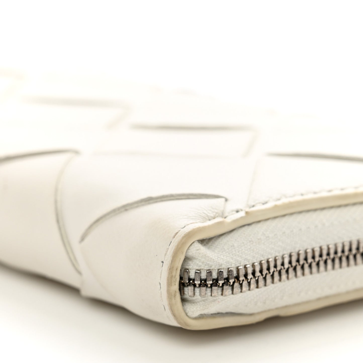 Nappa Maxi Intrecciato Zip Around Wallet White