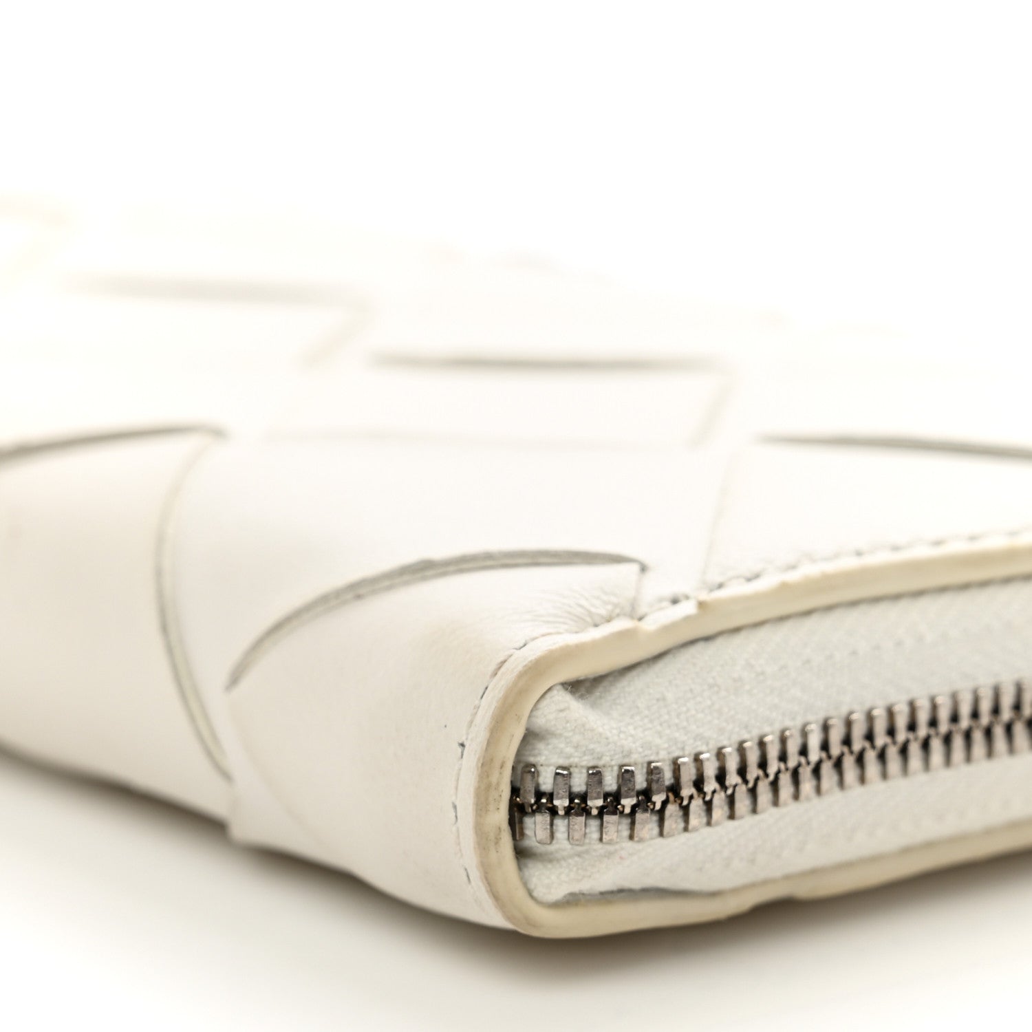 Bottega Veneta Nappa Maxi Intrecciato Zip Around Wallet White 8 of 9