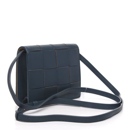 Bottega Veneta Lambskin Maxi Intrecciato Mini Cassette Crossbody Bag Petrol Blue 3 of 8