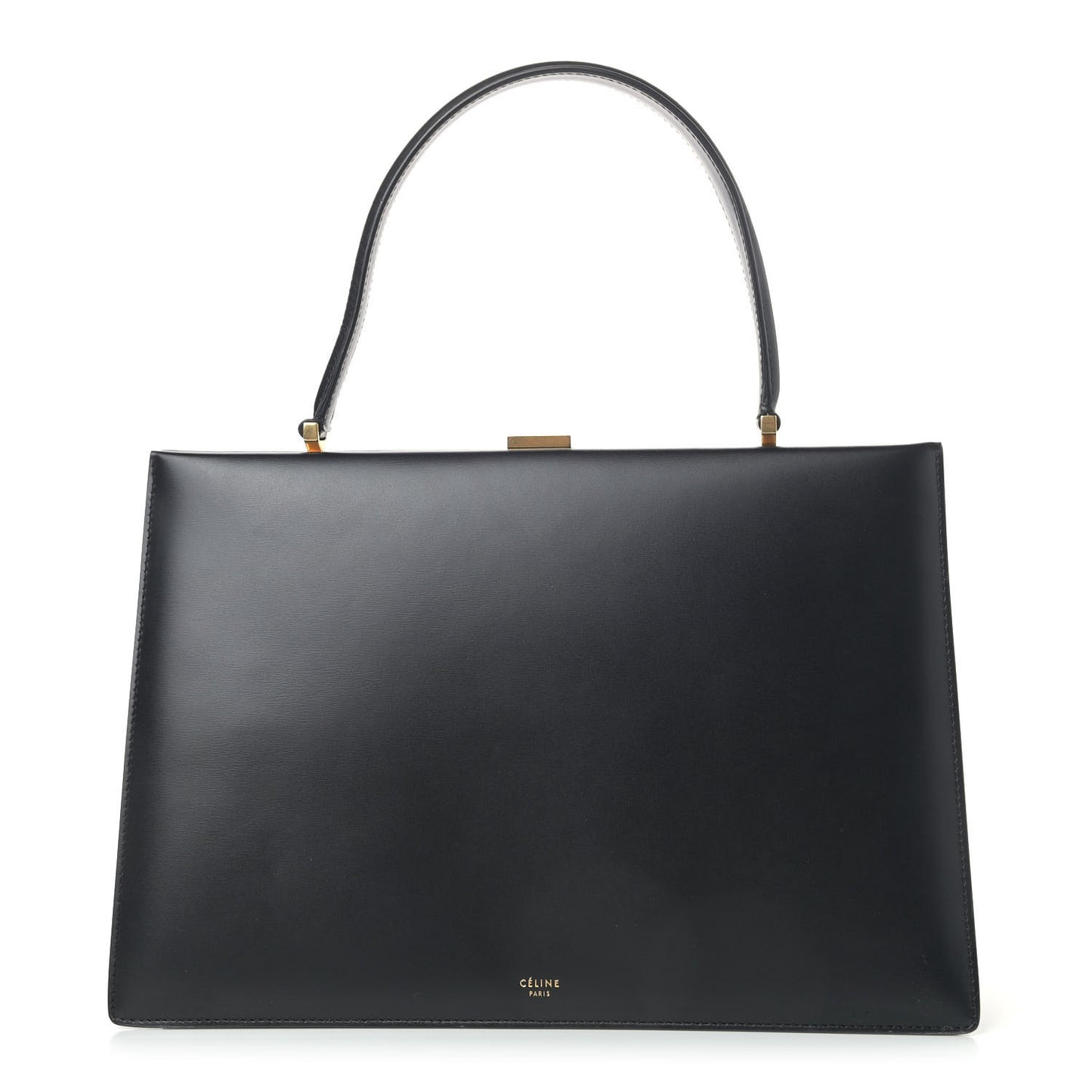 Box Calfskin Medium Clasp Bag Black