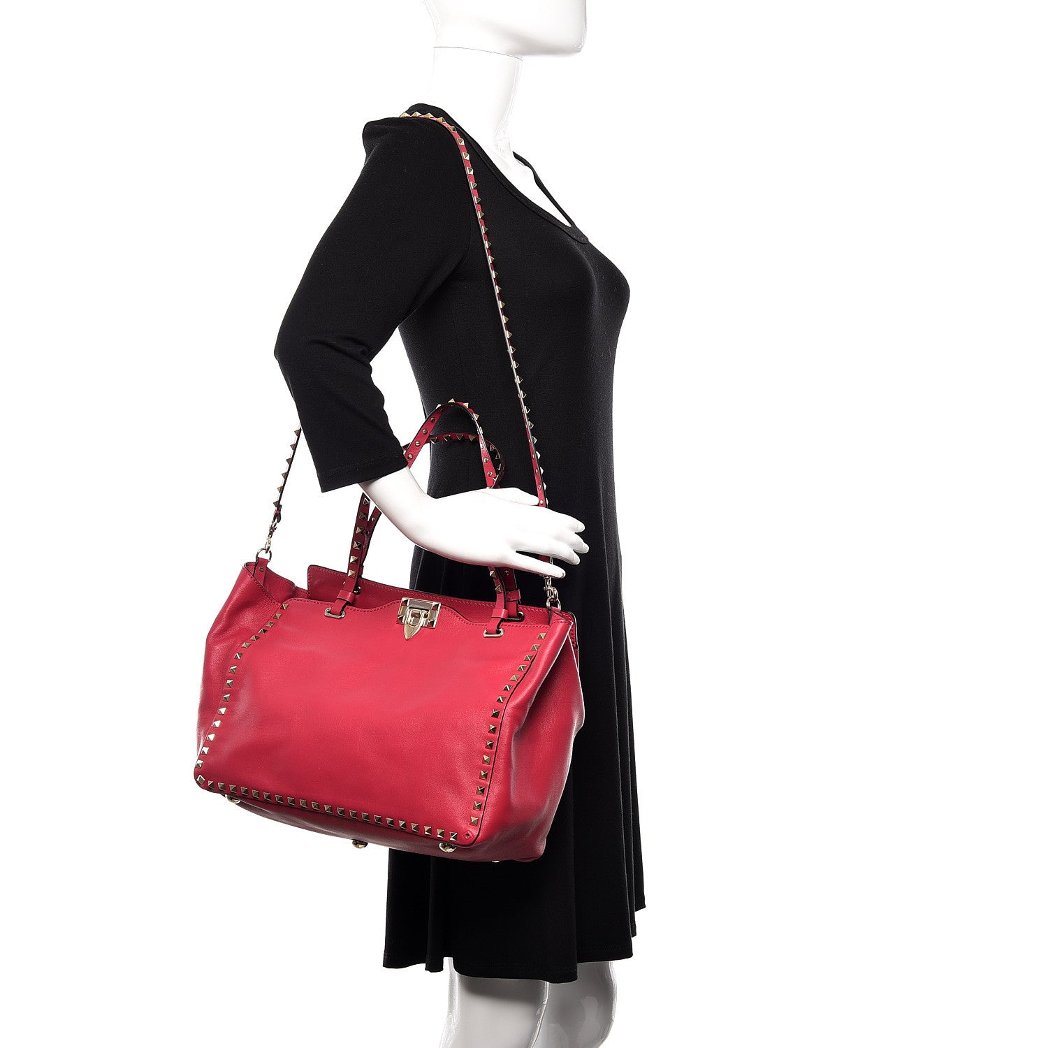 Valentino Garavani Vitello Medium Rockstud Tote Cyclamin 2 of 10