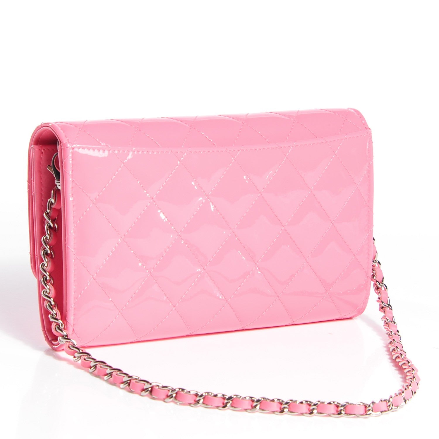 Chanel Patent Calfskin Quilted Clutch With Removable Chain Light Pink 3 of 10