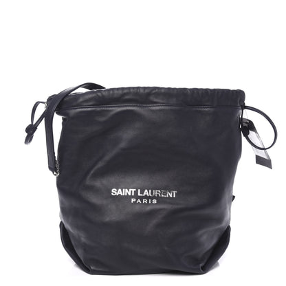 Saint Laurent Lambskin Teddy Drawstring Bag Dark Notte 1 of 11