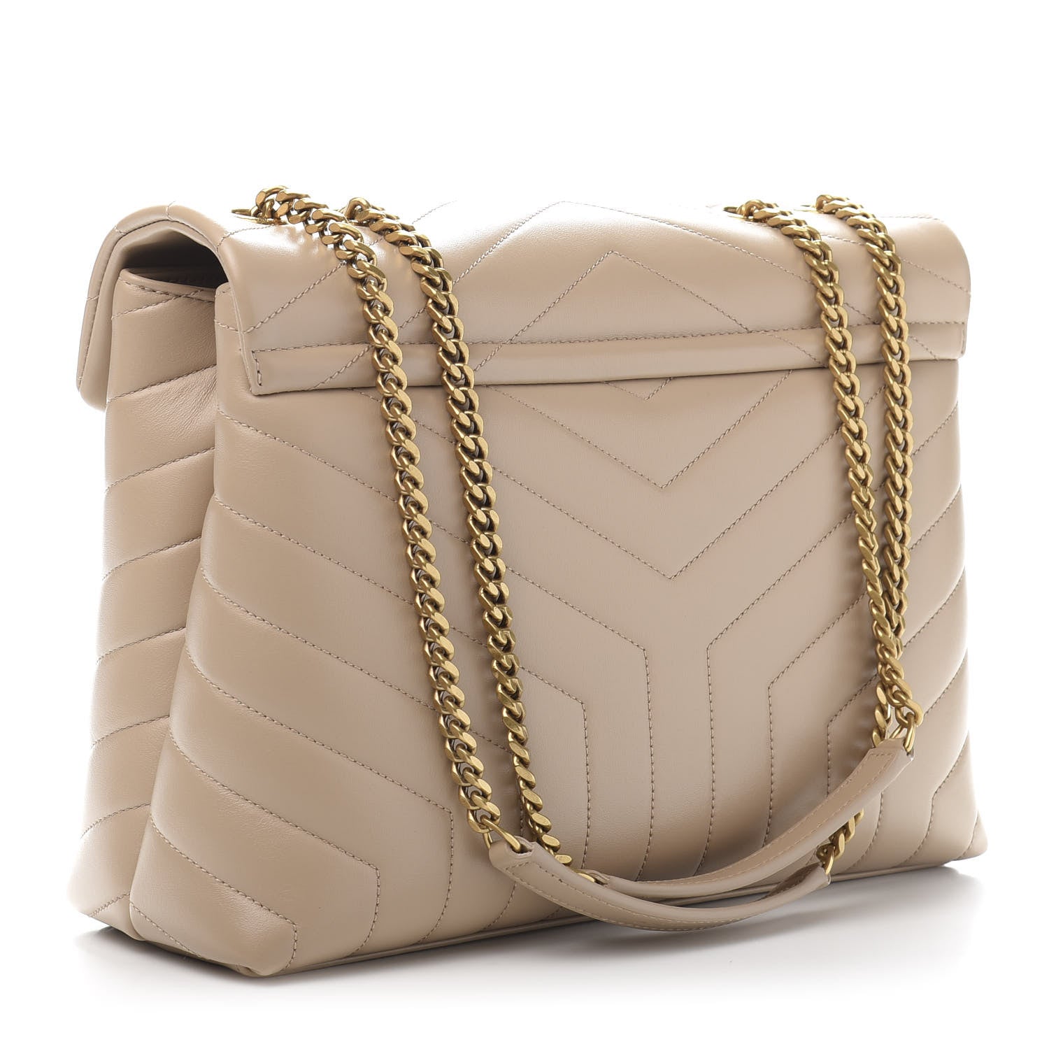 Saint Laurent Calfskin Y Quilted Monogram Medium Loulou Chain Satchel Nude Powder 3 of 12