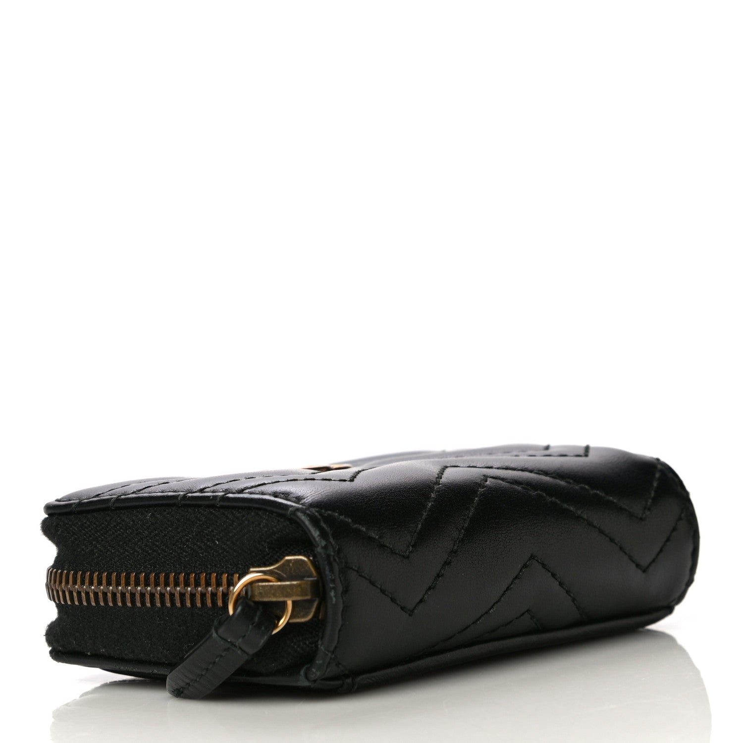 Gucci Calfskin Matelasse GG Marmont Zip Around Card Case Black 3 of 13