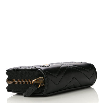 Gucci Calfskin Matelasse GG Marmont Zip Around Card Case Black 3 of 13