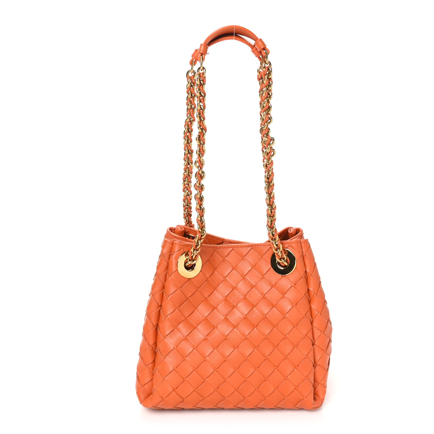 Bottega Veneta Nappa Intrecciato Small Parachute Chain Shoulder Bag Burned Orange 1 of 9