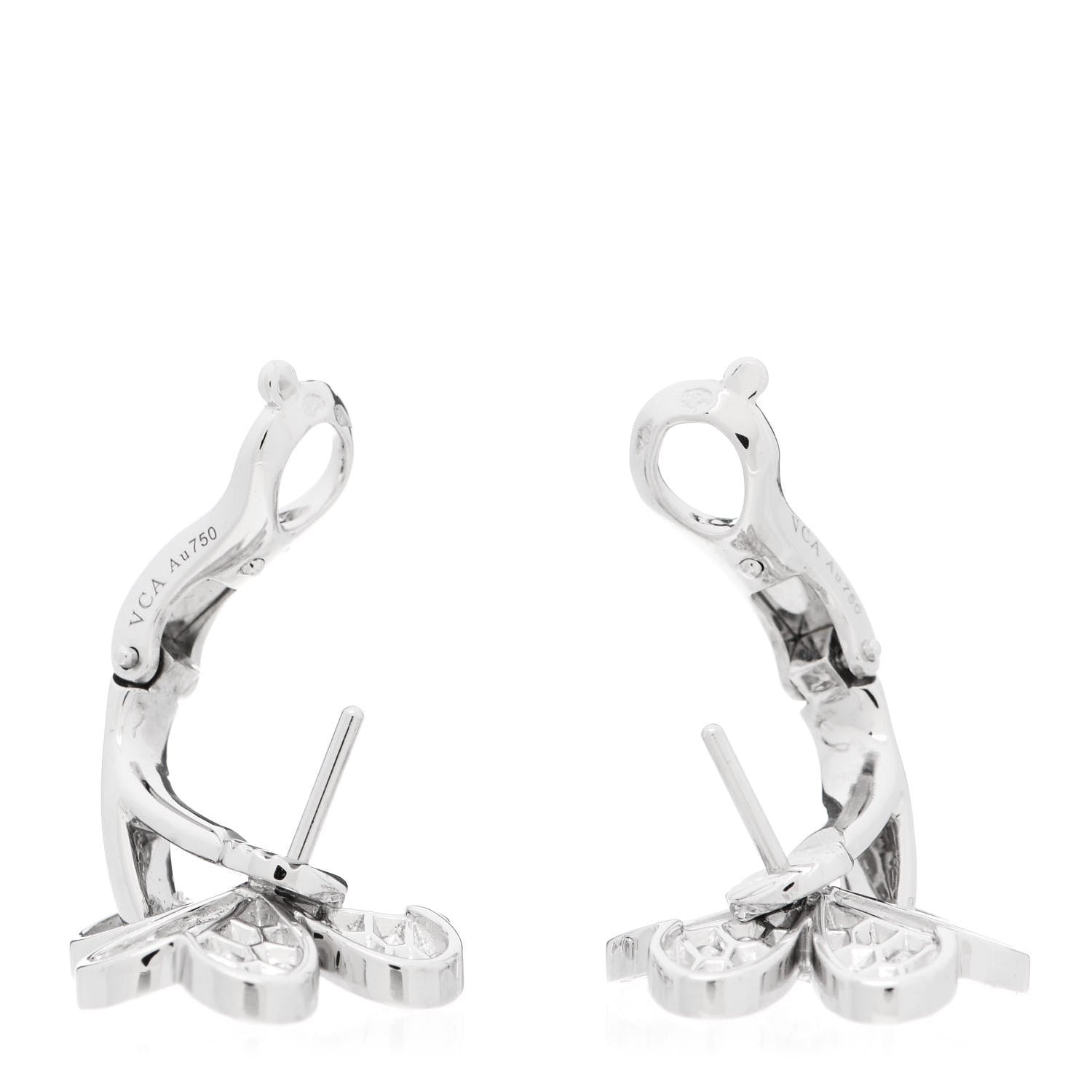 Van Cleef & Arpels 18K White Gold Diamond Small Frivole Pave Earrings 3 of 8