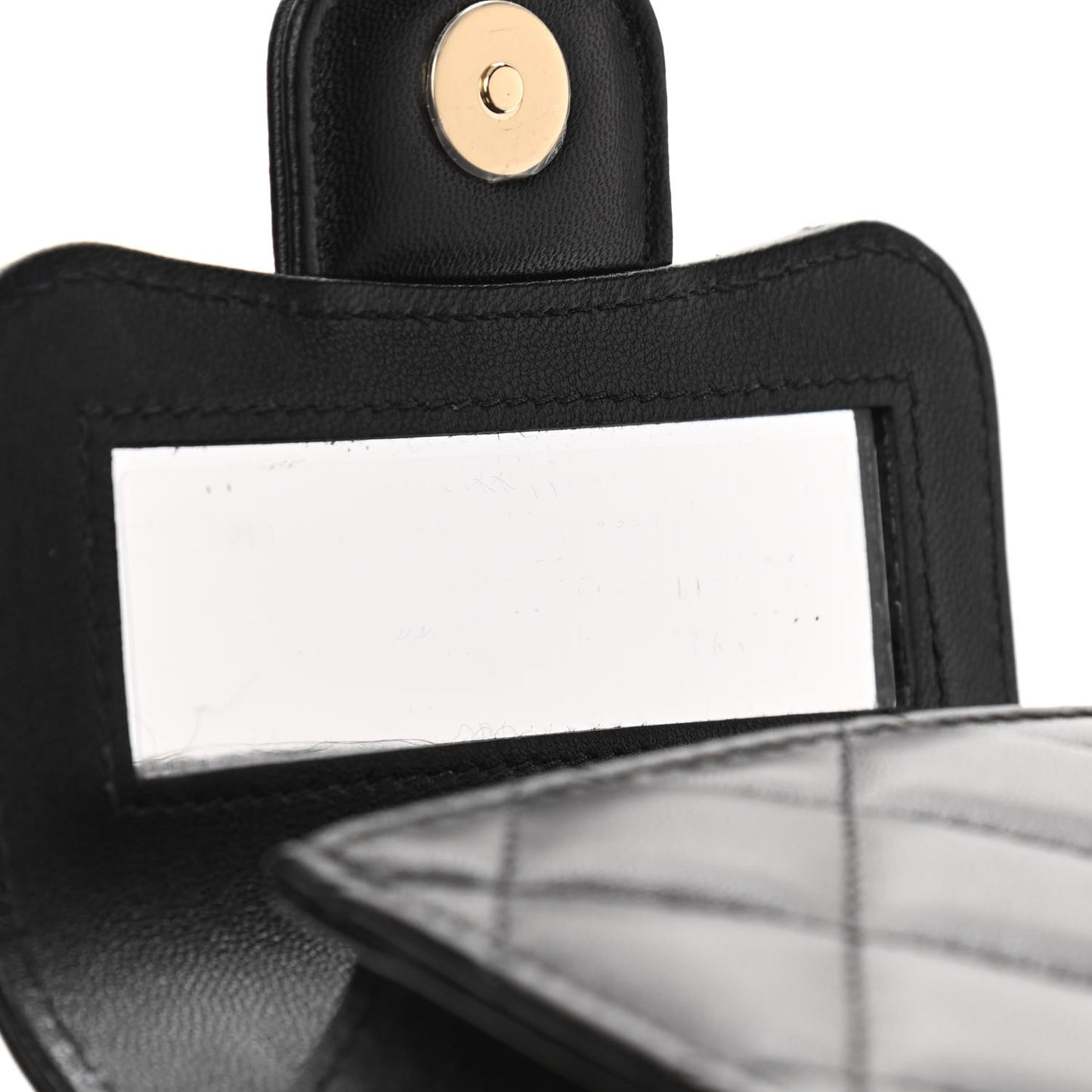 Lambskin Quilted Top Handle Flap Clutch With Chain Black