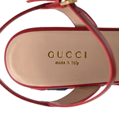 Gucci Lifford Calfskin Aitana Espadrille Platform 45/130mm Wedge Sandals 35.5 Hibiscus Red 8 of 9