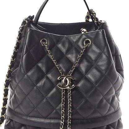 Chanel Caviar Quilted Large Rolled Up Bucket Drawstring Bag Black 8 of 10
