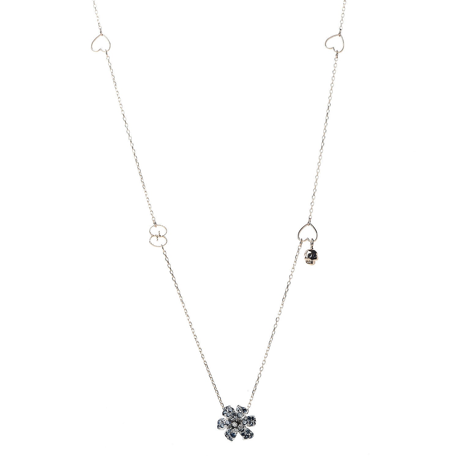 Gucci 18K Rose Gold Diamond Blue Sapphire Flower Pendant Necklace 1 of 6