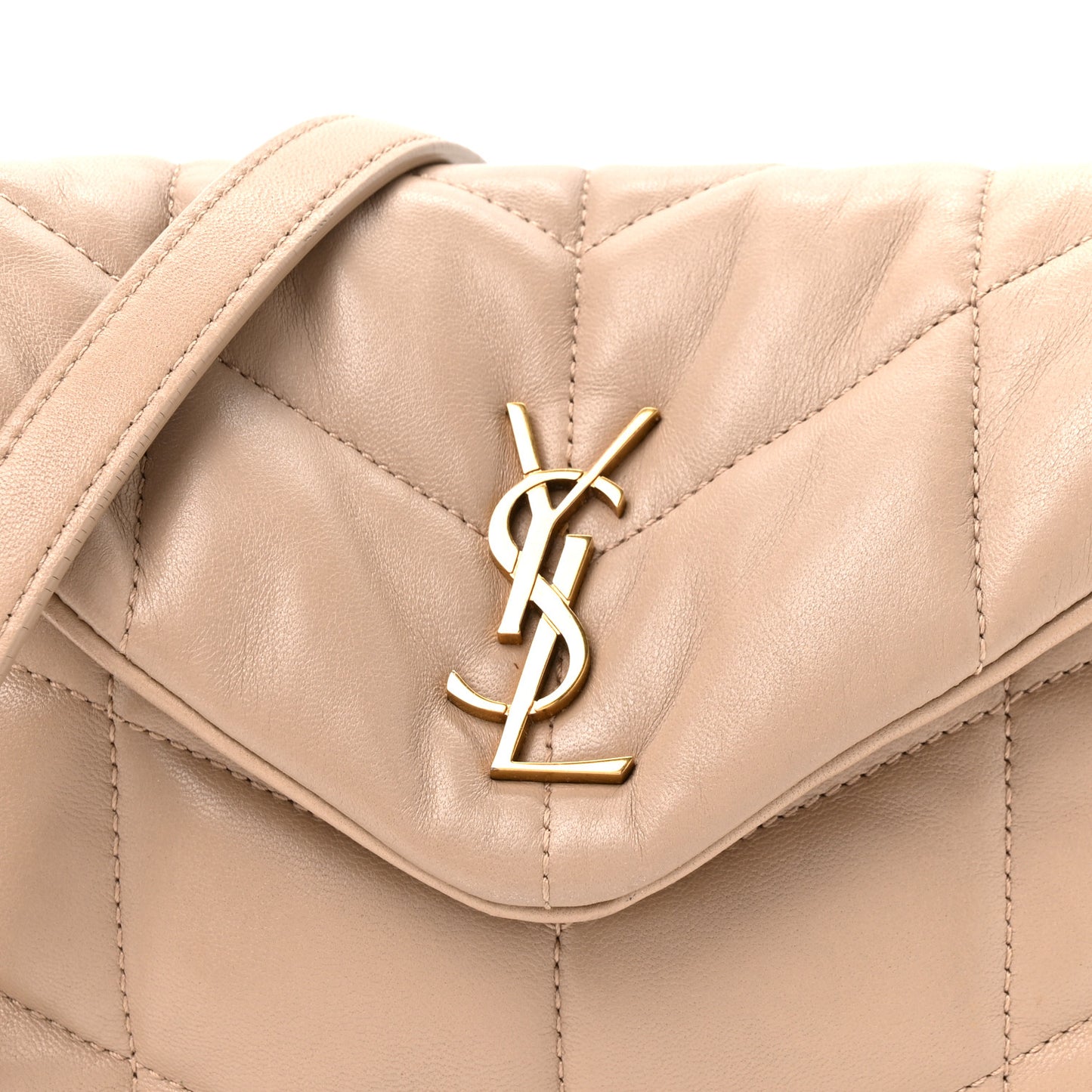 Lambskin Quilted Toy Loulou Puffer Monogram Chain Satchel Nude Powder