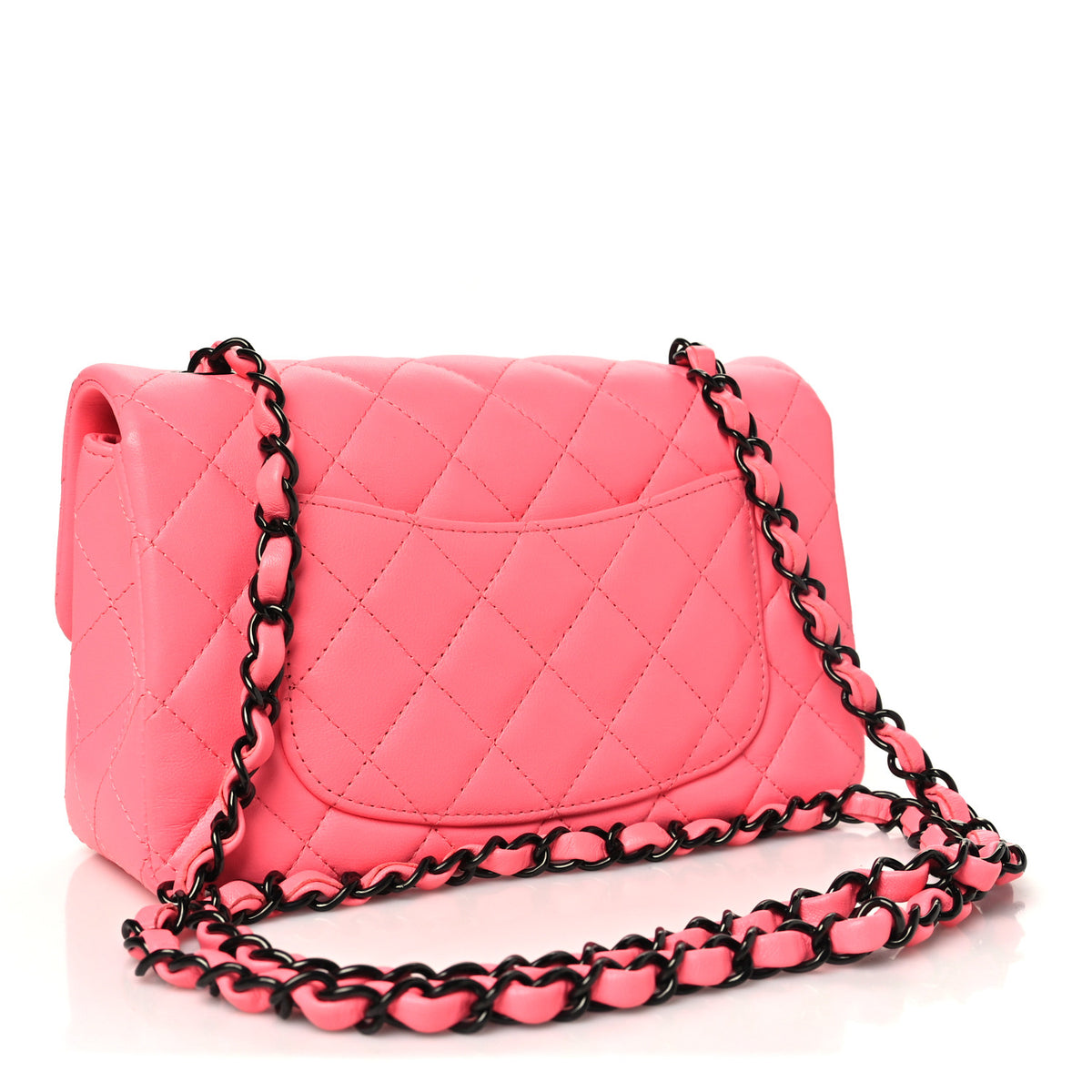 Lambskin Quilted Mini Rectangular Flap Coral Pink
