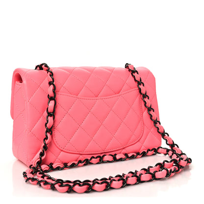 Chanel Lambskin Quilted Mini Rectangular Flap Coral Pink 3 of 10