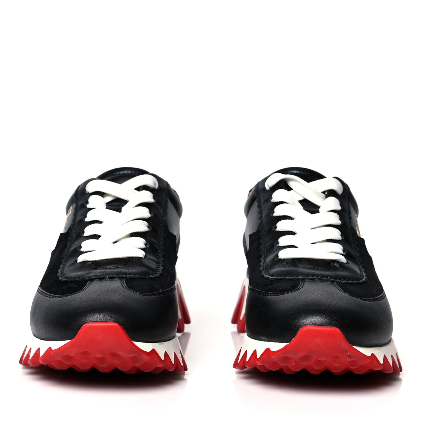 Calfskin Suede Patent Womens Loubishark Sneakers 35 Black Loubi Red