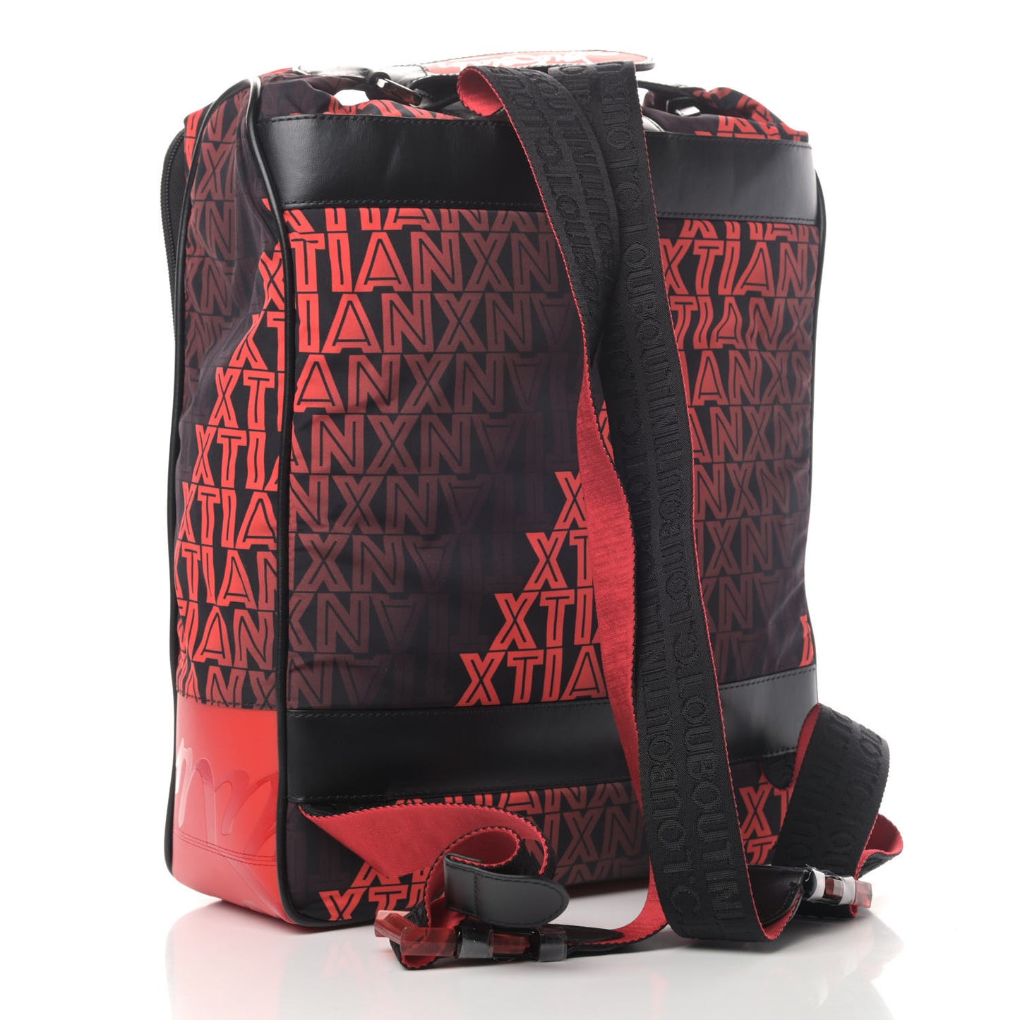 Nylon Calfskin Xtian Print Hop'n Zip Backpack Black