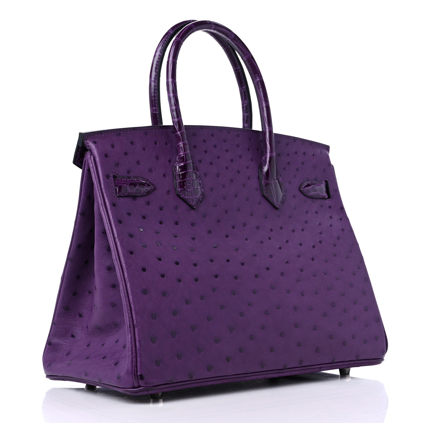 Ostrich Shiny Alligator Birkin Touch 30 Violine Cassis