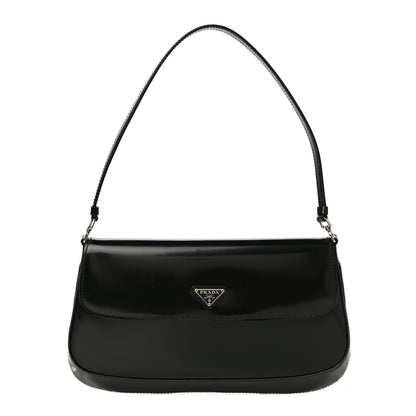 Prada Brushed Calfskin Cleo Flap Shoulder Bag Black 1 of 14