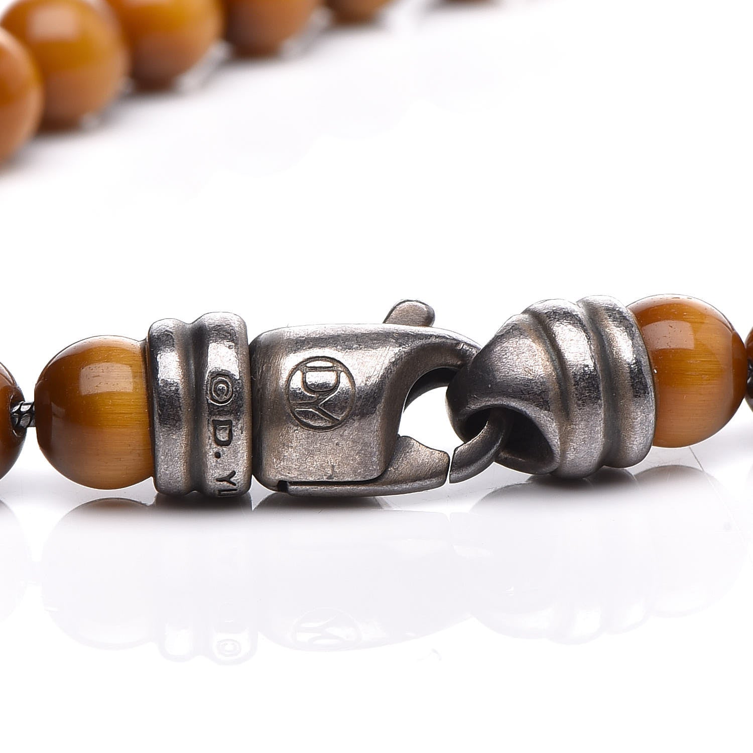 David Yurman Stainless Steel Tigers Eye 5mm Spiritual Beads Bracelet 3 of 6