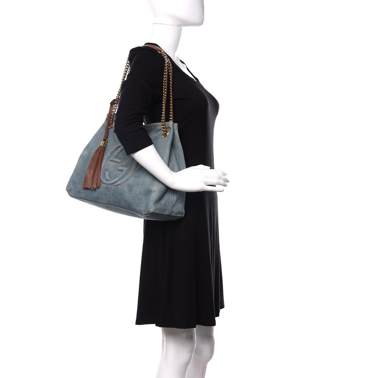 Denim Medium Soho Chain Shoulder Bag Blue