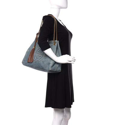 Gucci Denim Medium Soho Chain Shoulder Bag Blue 2 of 15