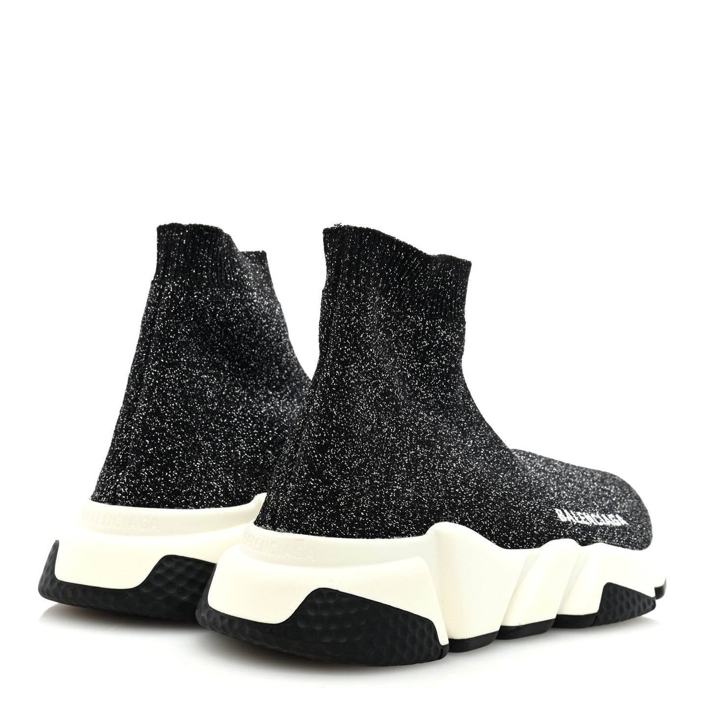 Laminated Knit Bi-Color Sole Womens Speed Sneakers 35 Black White