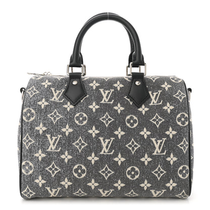 Louis Vuitton Denim Monogram Jacquard Speedy Bandouliere 25 Black 1 of 10